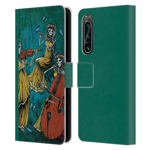 David Lozeau Colourful Art Three Female Leather Book Wallet Case Cover For Sony Xperia 5 IV