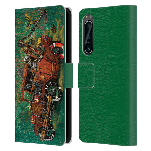 David Lozeau Skeleton Grunge Tiki Towing Leather Book Wallet Case Cover For Sony Xperia 5 IV