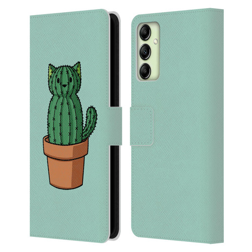 Beth Wilson Doodlecats Cactus Leather Book Wallet Case Cover For Samsung Galaxy A14 5G
