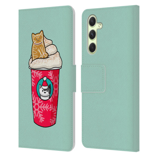 Beth Wilson Doodlecats Gingerbread Latte Leather Book Wallet Case Cover For Samsung Galaxy A54 5G