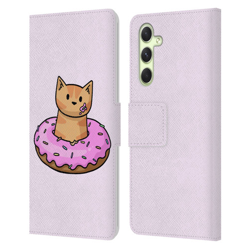 Beth Wilson Doodlecats Donut Leather Book Wallet Case Cover For Samsung Galaxy A54 5G