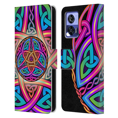Beth Wilson Rainbow Celtic Knots Divine Leather Book Wallet Case Cover For Motorola Edge 30 Neo 5G
