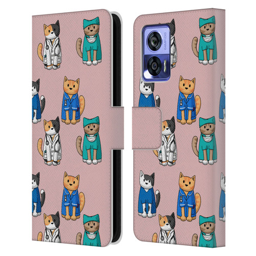 Beth Wilson Doodle Cats 2 Professionals Leather Book Wallet Case Cover For Motorola Edge 30 Neo 5G