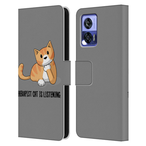 Beth Wilson Doodle Cats 2 Therapist Leather Book Wallet Case Cover For Motorola Edge 30 Neo 5G