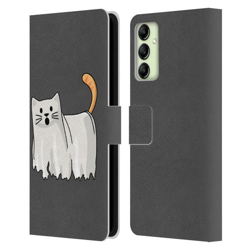 Beth Wilson Doodle Cats 2 Halloween Ghost Leather Book Wallet Case Cover For Samsung Galaxy A14 5G
