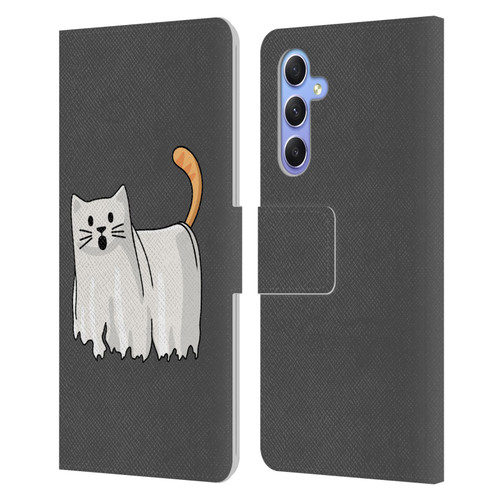 Beth Wilson Doodle Cats 2 Halloween Ghost Leather Book Wallet Case Cover For Samsung Galaxy A34 5G