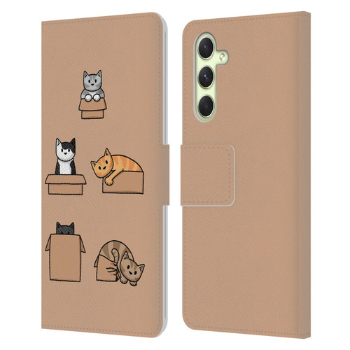 Beth Wilson Doodle Cats 2 Boxes Leather Book Wallet Case Cover For Samsung Galaxy A54 5G