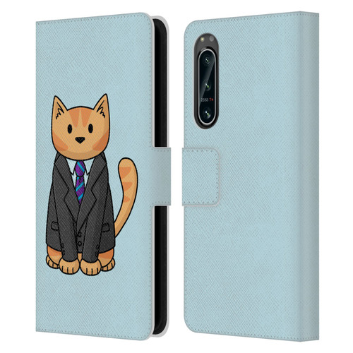 Beth Wilson Doodle Cats 2 Business Suit Leather Book Wallet Case Cover For Sony Xperia 5 IV