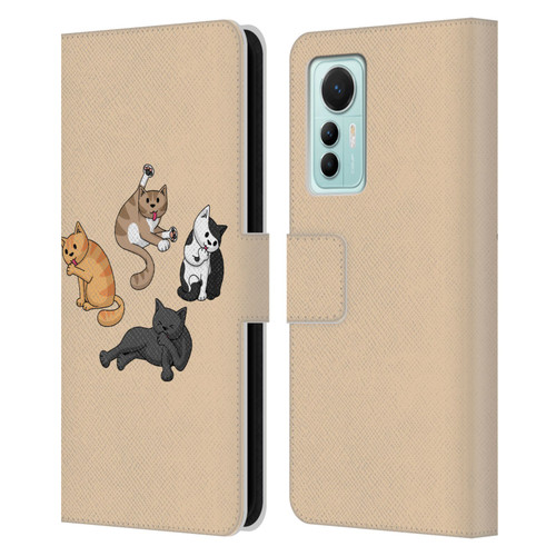 Beth Wilson Doodle Cats 2 Washing Time Leather Book Wallet Case Cover For Xiaomi 12 Lite