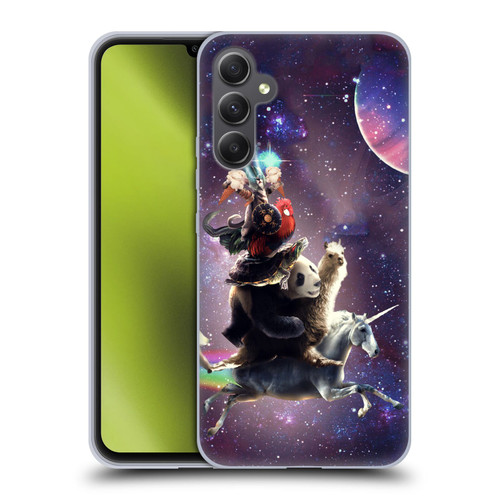 Random Galaxy Space Llama Unicorn Space Ride Soft Gel Case for Samsung Galaxy A34 5G