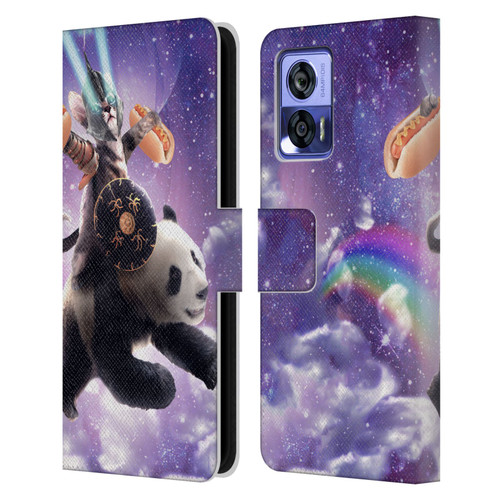 Random Galaxy Mixed Designs Warrior Cat Riding Panda Leather Book Wallet Case Cover For Motorola Edge 30 Neo 5G