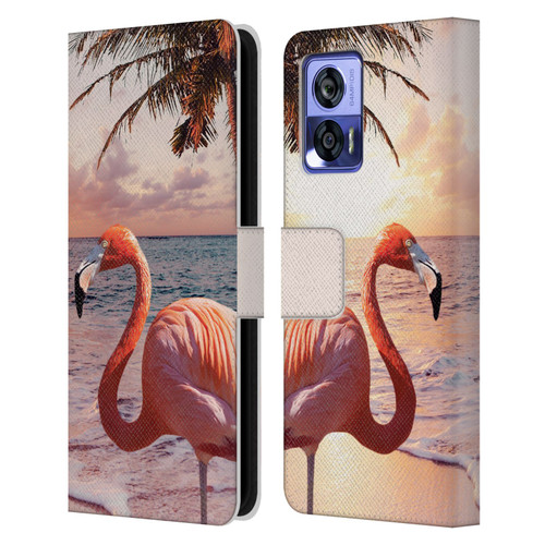 Random Galaxy Mixed Designs Flamingos & Palm Trees Leather Book Wallet Case Cover For Motorola Edge 30 Neo 5G