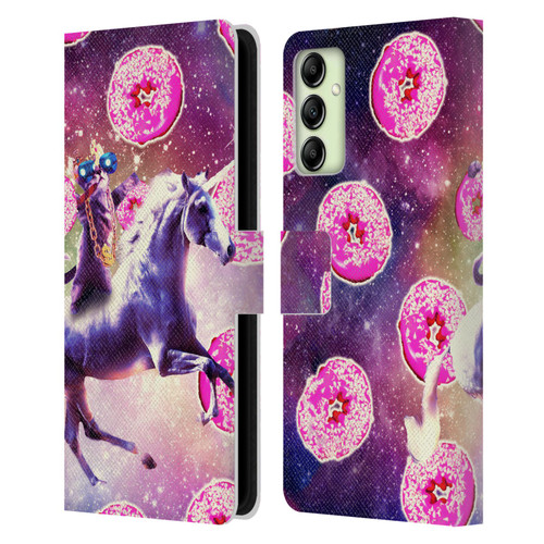 Random Galaxy Mixed Designs Thug Cat Riding Unicorn Leather Book Wallet Case Cover For Samsung Galaxy A14 5G