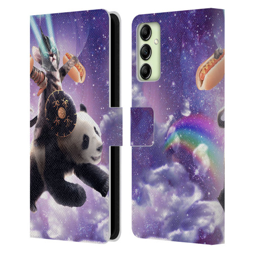 Random Galaxy Mixed Designs Warrior Cat Riding Panda Leather Book Wallet Case Cover For Samsung Galaxy A14 5G