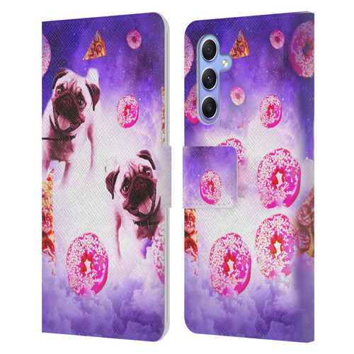 Random Galaxy Mixed Designs Pugs Pizza & Donut Leather Book Wallet Case Cover For Samsung Galaxy A34 5G