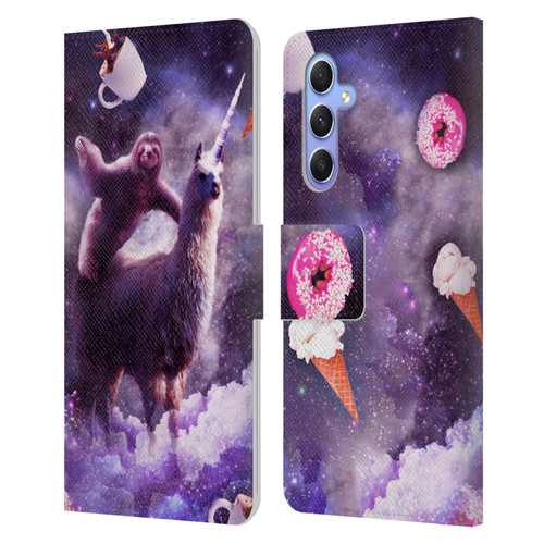 Random Galaxy Mixed Designs Sloth Riding Unicorn Leather Book Wallet Case Cover For Samsung Galaxy A34 5G
