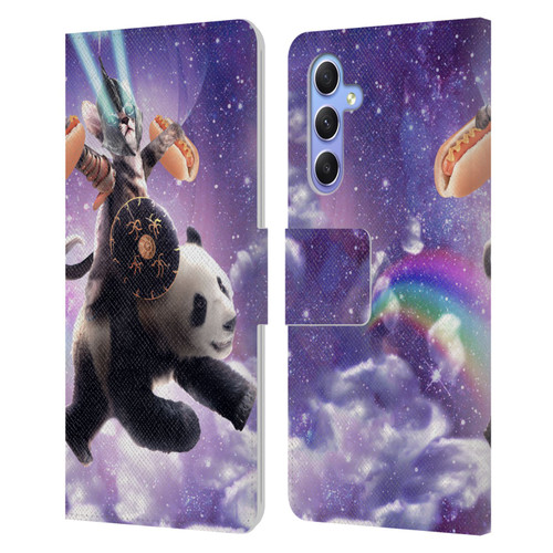 Random Galaxy Mixed Designs Warrior Cat Riding Panda Leather Book Wallet Case Cover For Samsung Galaxy A34 5G