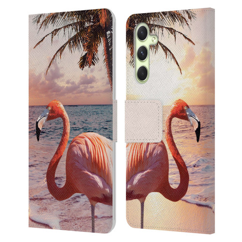 Random Galaxy Mixed Designs Flamingos & Palm Trees Leather Book Wallet Case Cover For Samsung Galaxy A54 5G
