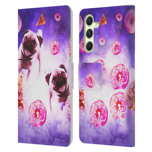Random Galaxy Mixed Designs Pugs Pizza & Donut Leather Book Wallet Case Cover For Samsung Galaxy A54 5G