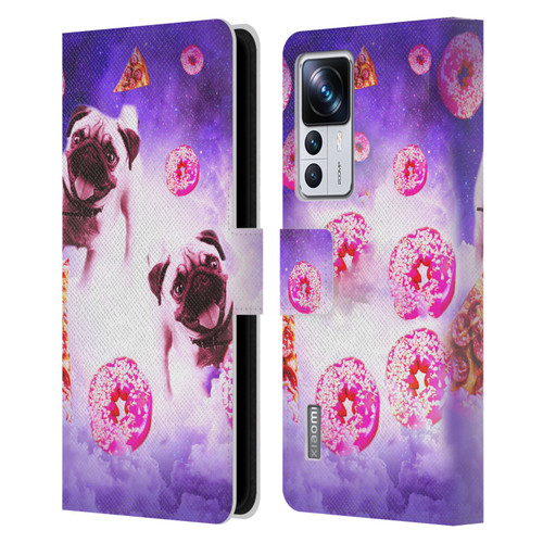Random Galaxy Mixed Designs Pugs Pizza & Donut Leather Book Wallet Case Cover For Xiaomi 12T Pro