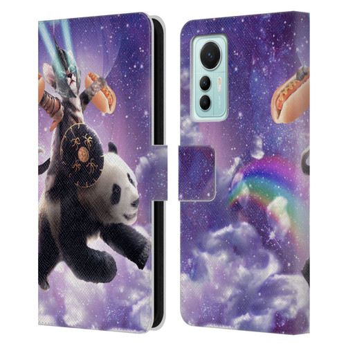 Random Galaxy Mixed Designs Warrior Cat Riding Panda Leather Book Wallet Case Cover For Xiaomi 12 Lite