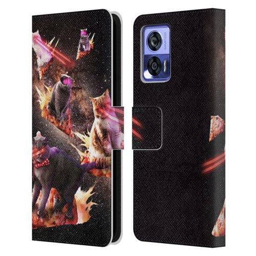 Random Galaxy Space Cat Fire Pizza Leather Book Wallet Case Cover For Motorola Edge 30 Neo 5G