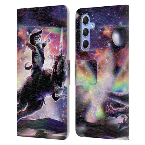 Random Galaxy Space Cat Dinosaur Unicorn Leather Book Wallet Case Cover For Samsung Galaxy A34 5G