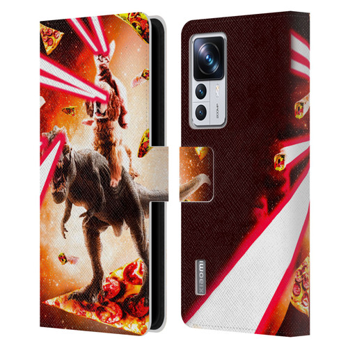 Random Galaxy Space Cat Dinosaur & Dog Lazer Eye Leather Book Wallet Case Cover For Xiaomi 12T Pro