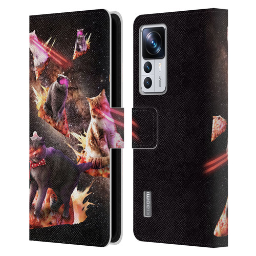 Random Galaxy Space Cat Fire Pizza Leather Book Wallet Case Cover For Xiaomi 12T Pro
