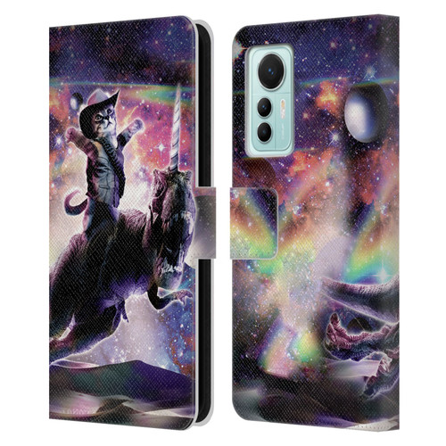Random Galaxy Space Cat Dinosaur Unicorn Leather Book Wallet Case Cover For Xiaomi 12 Lite