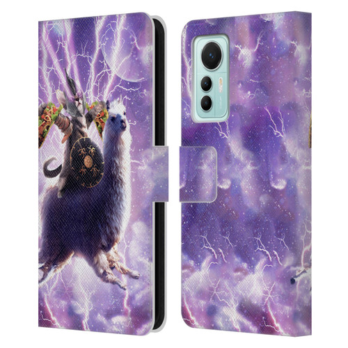 Random Galaxy Space Llama Lazer Cat & Tacos Leather Book Wallet Case Cover For Xiaomi 12 Lite