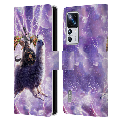 Random Galaxy Space Llama Lazer Cat & Tacos Leather Book Wallet Case Cover For Xiaomi 12T Pro