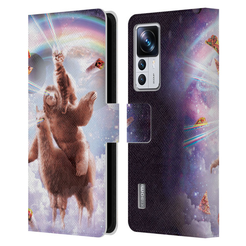 Random Galaxy Space Llama Sloth & Cat Lazer Eyes Leather Book Wallet Case Cover For Xiaomi 12T Pro