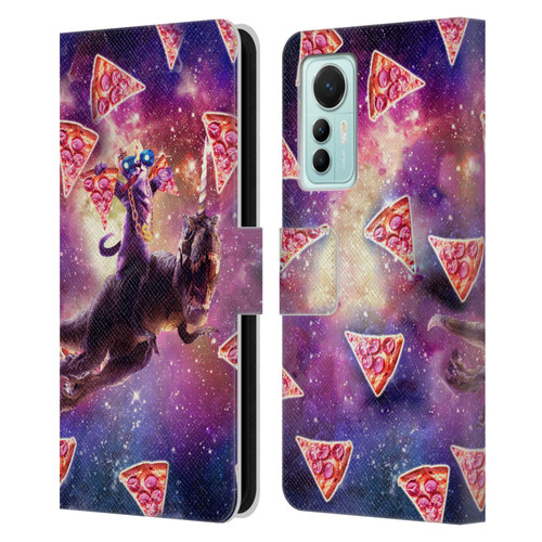 Random Galaxy Space Pizza Ride Thug Cat & Dinosaur Unicorn Leather Book Wallet Case Cover For Xiaomi 12 Lite