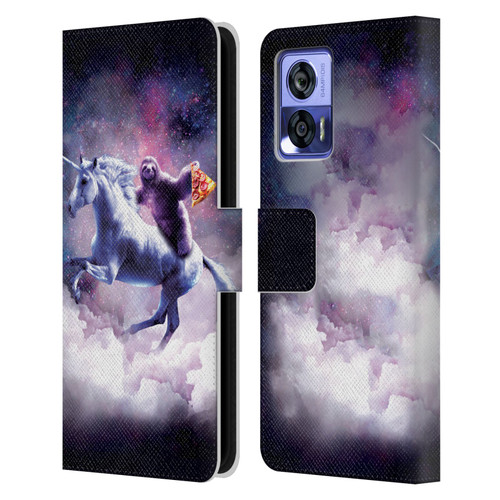Random Galaxy Space Unicorn Ride Pizza Sloth Leather Book Wallet Case Cover For Motorola Edge 30 Neo 5G