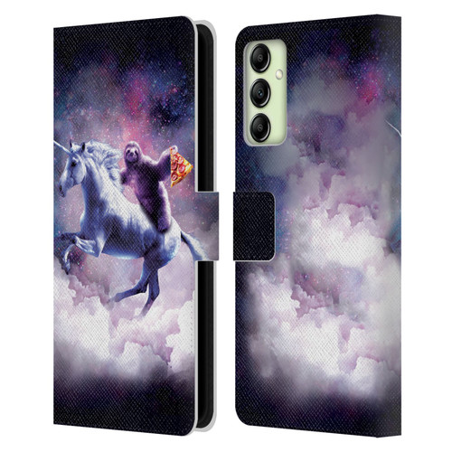 Random Galaxy Space Unicorn Ride Pizza Sloth Leather Book Wallet Case Cover For Samsung Galaxy A14 5G