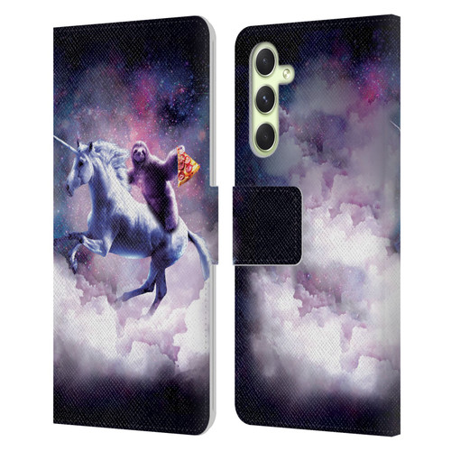 Random Galaxy Space Unicorn Ride Pizza Sloth Leather Book Wallet Case Cover For Samsung Galaxy A54 5G