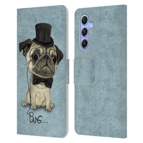 Barruf Dogs Gentle Pug Leather Book Wallet Case Cover For Samsung Galaxy A34 5G