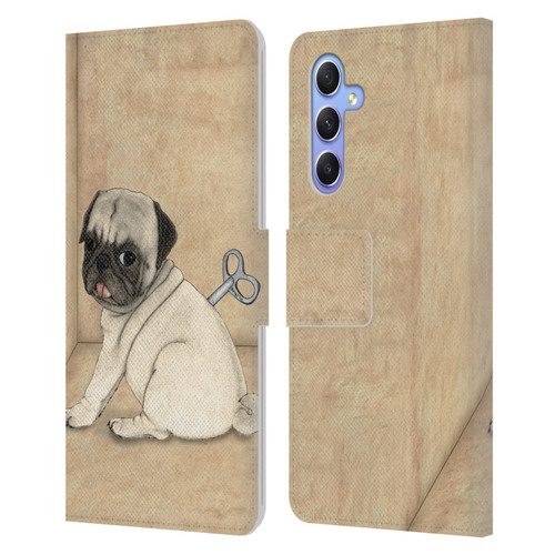 Barruf Dogs Pug Toy Leather Book Wallet Case Cover For Samsung Galaxy A34 5G