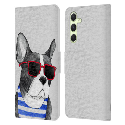 Barruf Dogs Frenchie Summer Style Leather Book Wallet Case Cover For Samsung Galaxy A54 5G