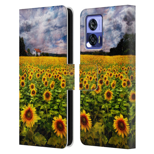 Celebrate Life Gallery Florals Dreaming Of Sunflowers Leather Book Wallet Case Cover For Motorola Edge 30 Neo 5G