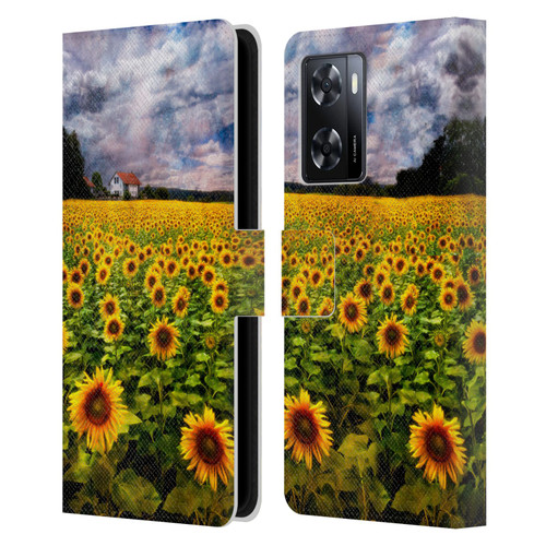 Celebrate Life Gallery Florals Dreaming Of Sunflowers Leather Book Wallet Case Cover For OPPO A57s