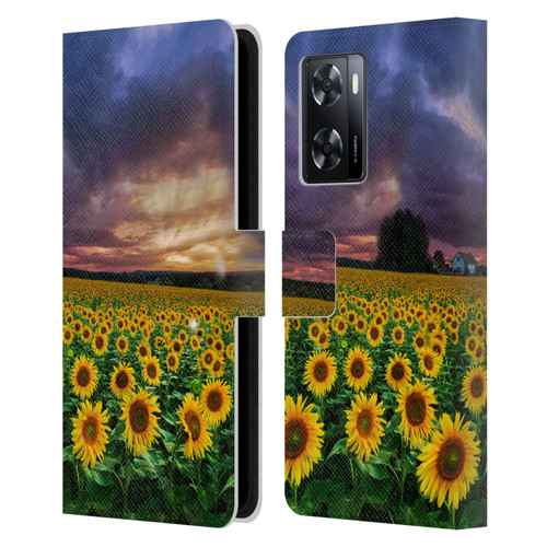 Celebrate Life Gallery Florals Stormy Sunrise Leather Book Wallet Case Cover For OPPO A57s