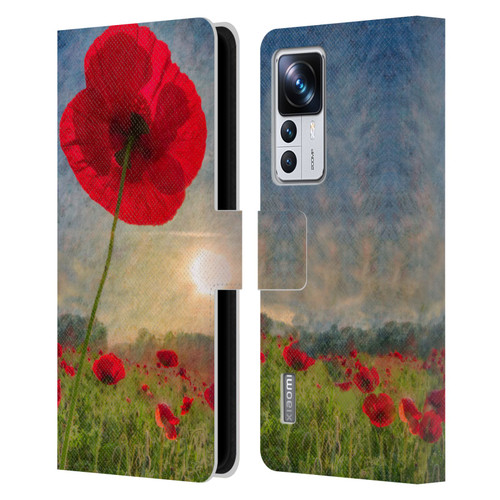 Celebrate Life Gallery Florals Red Flower Leather Book Wallet Case Cover For Xiaomi 12T Pro
