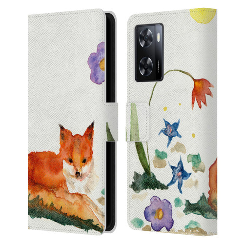 Wyanne Animals Little Fox In The Garden Leather Book Wallet Case Cover For OPPO A57s