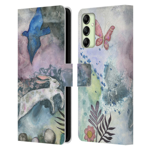 Wyanne Animals Bird and Rabbit Leather Book Wallet Case Cover For Samsung Galaxy A14 5G