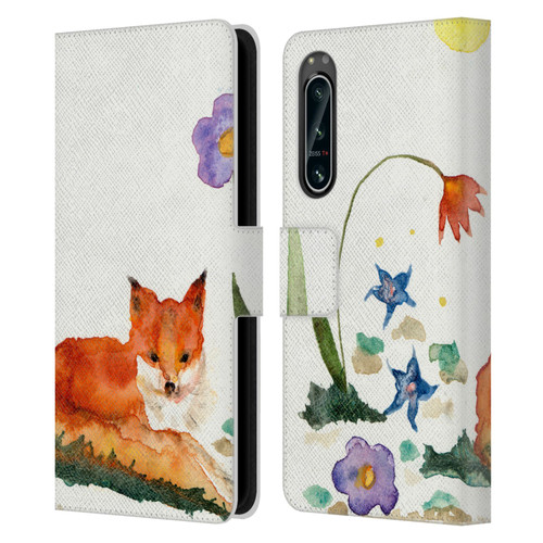 Wyanne Animals Little Fox In The Garden Leather Book Wallet Case Cover For Sony Xperia 5 IV