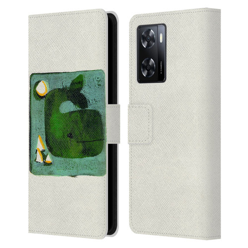 Wyanne Animals 2 Green Whale Monoprint Leather Book Wallet Case Cover For OPPO A57s