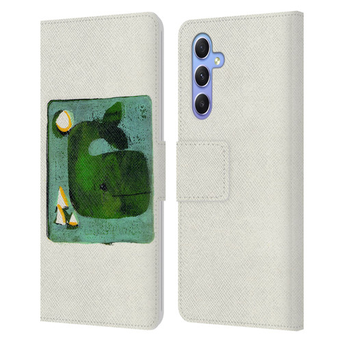 Wyanne Animals 2 Green Whale Monoprint Leather Book Wallet Case Cover For Samsung Galaxy A34 5G