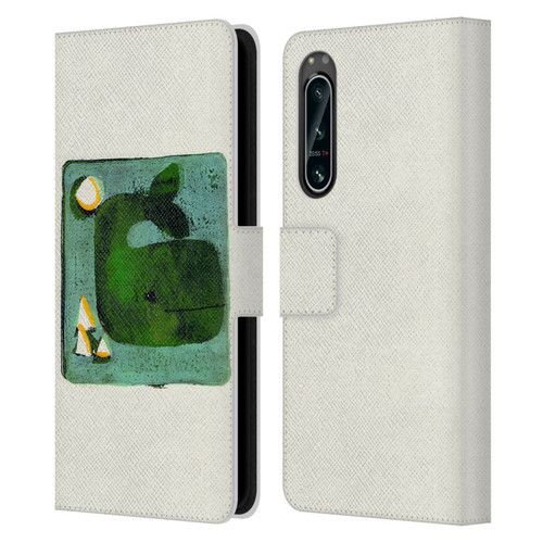 Wyanne Animals 2 Green Whale Monoprint Leather Book Wallet Case Cover For Sony Xperia 5 IV